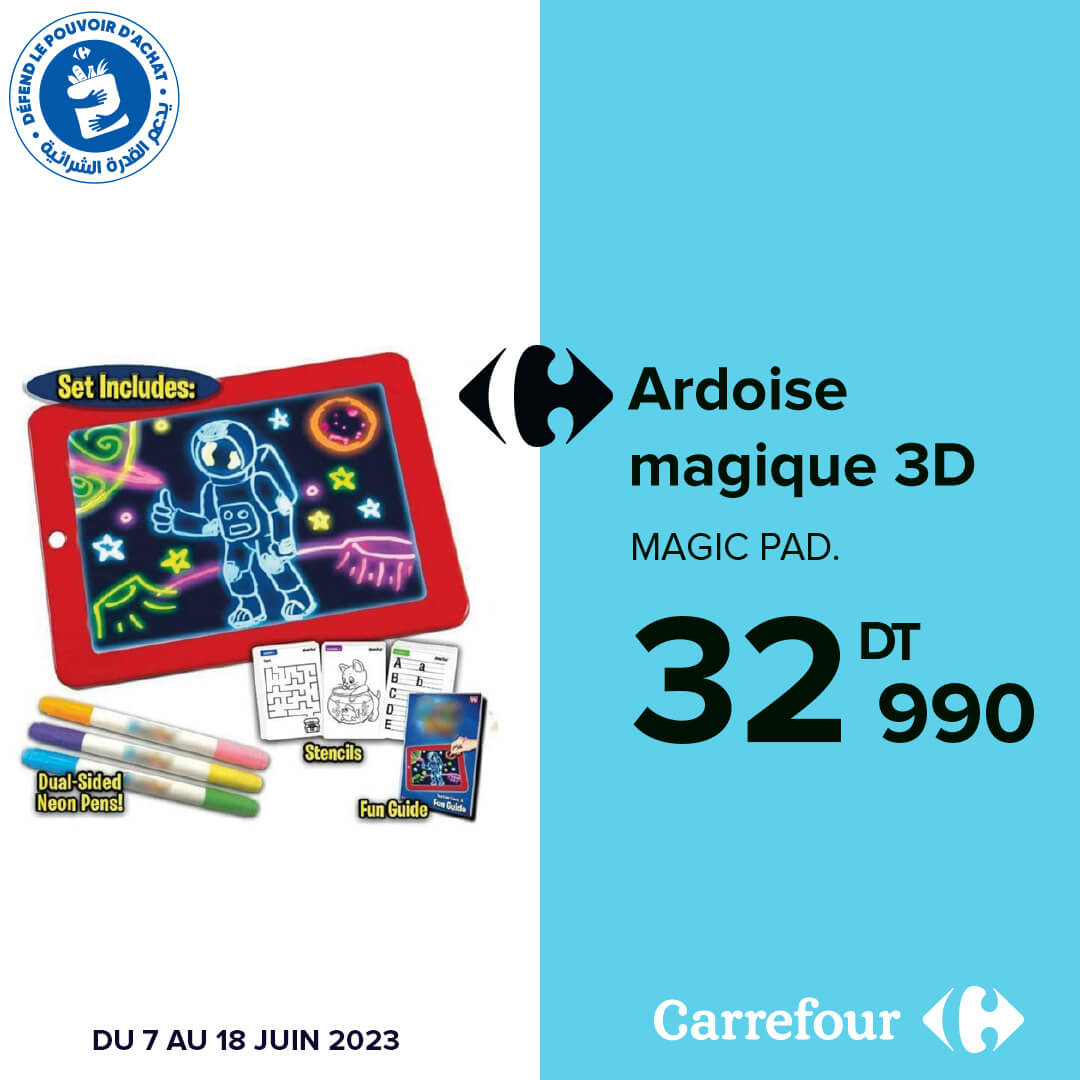 Magic Pad Ardoise 3D Lumineuse Éducative Avec Feutres Pour Enfants - Vert -  Prix en Algérie